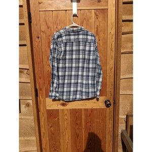 Faded Glory Blue and White Button Down Flannel Shirt